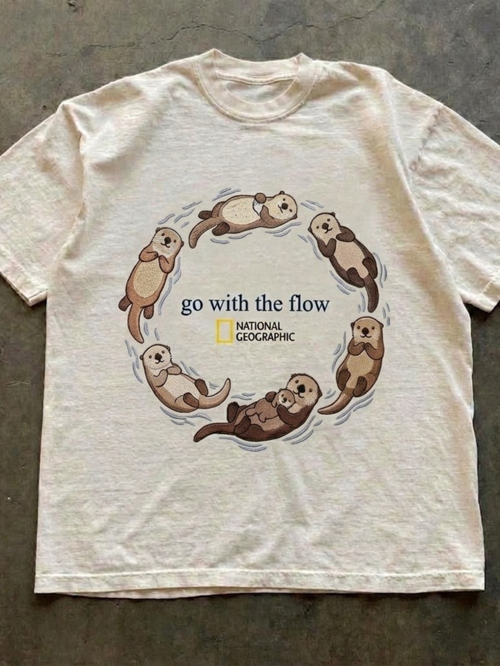 National Geographic Go With The Flow Otter Graphic Tee - Ocean Unisex Off White